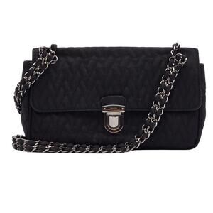 Prada Quilted Saffiano & Nylon Impunture Shoulder Bag Black